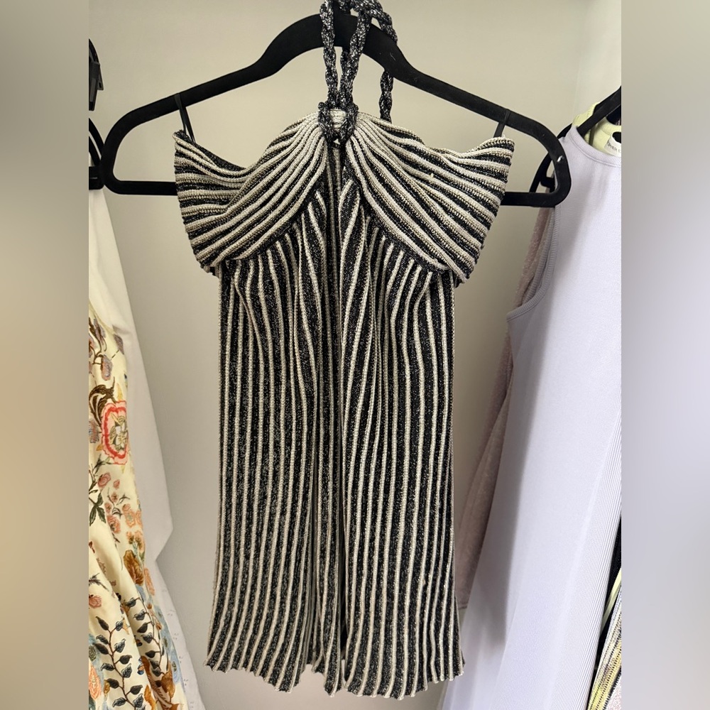 M missoni black silver metallic halter mini dress 40 (small)
